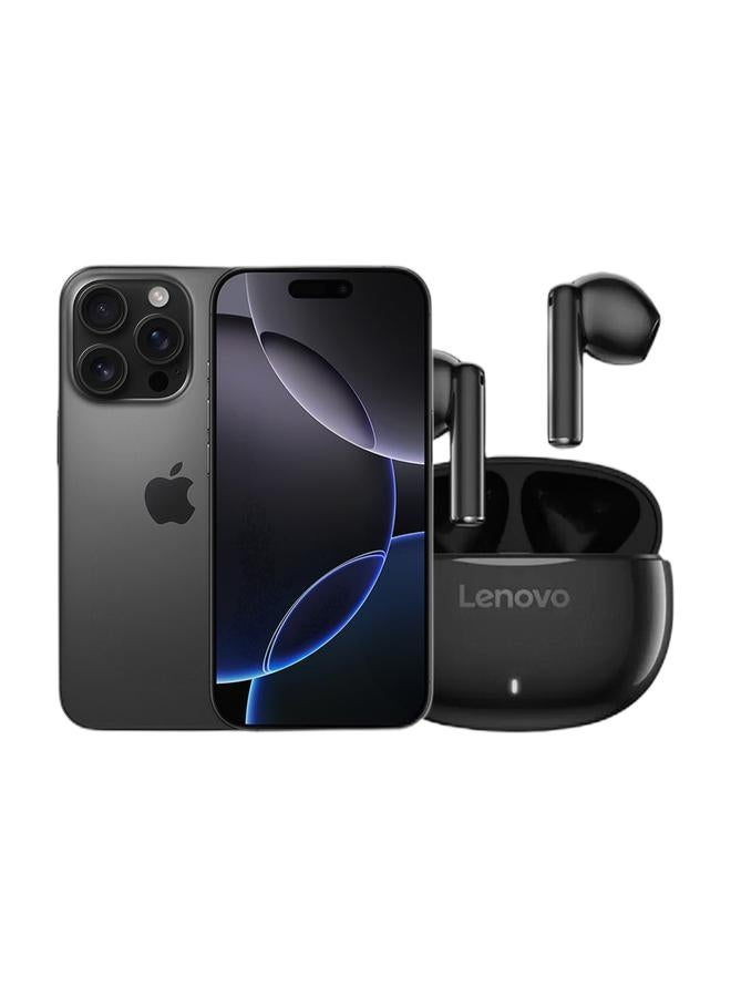 Apple Renewed - iPhone 16 Pro 128GB Black Titanium 5G With Facetime - International Version & Renewed - E310 True Wireless Stereo Earbuds, Bluetooth 5.3, 13mm Drivers, AI Call Noise Reduction, 20 Hours Playtime, USB-C Charging, Lightweight - Black , with 1-Year Replacement Warranty Bundle - Image 1